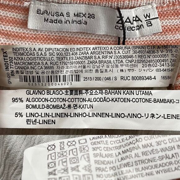 ZARA Sleeveless Striped High Low Tank Top Peach Cream S - Picture 4 of 10